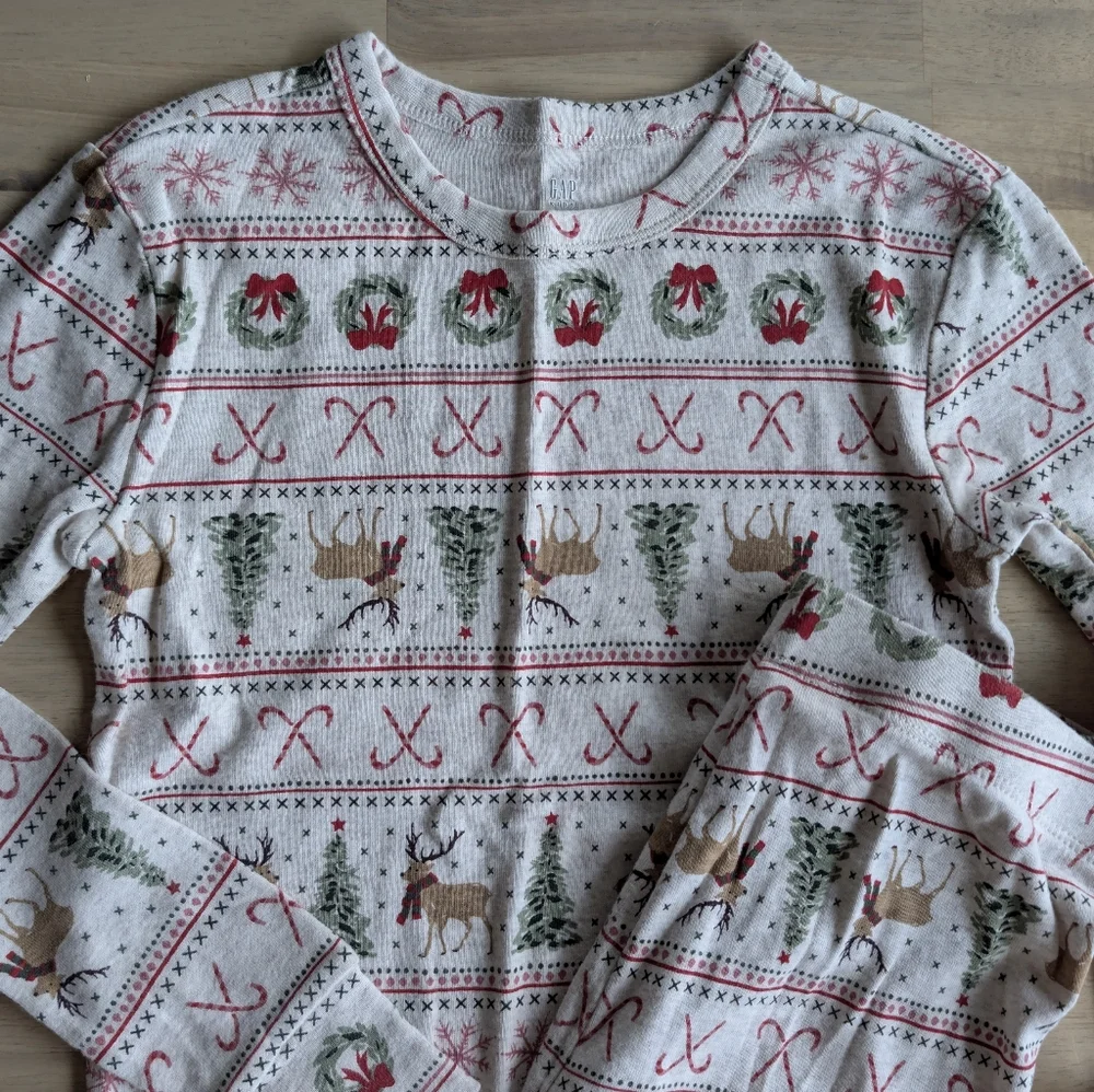 GAP Kids Organic‎ Cotton Holiday, Christmas Pajama Set Size 10